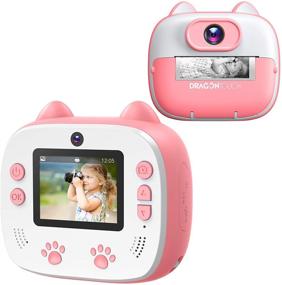 img 4 attached to 📸 Dragon Touch InstantFun2 Kids Camera with Dual Camera Lens, Print Paper, Cartoon Sticker, Color Pens, and Camera Bag - Perfect for Girls and Boys (Pink)