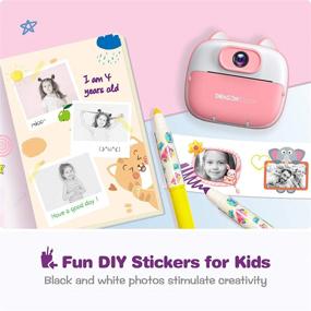 img 1 attached to 📸 Dragon Touch InstantFun2 Kids Camera with Dual Camera Lens, Print Paper, Cartoon Sticker, Color Pens, and Camera Bag - Perfect for Girls and Boys (Pink)