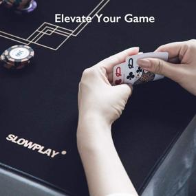 img 2 attached to Portable SLOWPLAY Godel Texas Hold'em Poker Mat: Black & Champagne Gold, 70 x 35 Inch, Water Repellent, Noise Reduction, Carrying Tube - Perfect for Games Everywhere!