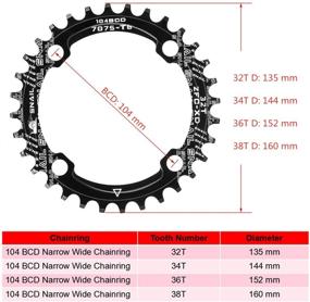 img 3 attached to 🚴 Enhance Performance with Chainring 104 BCD 32T 34T 36T 38T Narrow Wide Single Chain Ring for Road, Mountain, and BMX Bikes