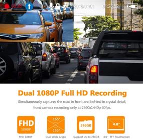 img 1 attached to 📹 Z-Edge Dual Dash Cam 4.0" Touch Screen Front and Rear Dash Cam FHD 1080P with Night Mode, Included 32GB Card, 155 Degree Wide Angle, WDR, G-Sensor, Loop Recording, Supports up to 256GB Max Capacity