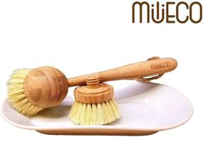 img 2 attached to 🌿 Organic Bamboo Kitchen Scrub Brush for Dish Cast Iron Skillet Pots Pans - Eco-Friendly 100% Natural Sisal Bristles - Replacement Brush Set