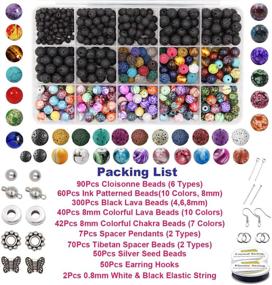 img 2 attached to EuTengHao 846Pcs Lava Stone Beads Kit - Rock Beads with Ink Patterns, Cloisonne Beads, Chakra Beads, Spacer Pendants - Ideal for Diffuser, Essential Oils, Adult DIY Bracelet Jewelry Making - Premium Supplies