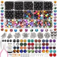 eutenghao 846pcs lava stone beads kit - rock beads with ink patterns, cloisonne beads, chakra beads, spacer pendants - ideal for diffuser, essential oils, adult diy bracelet jewelry making - premium supplies logo