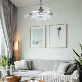 img 3 attached to 💡 Silver 42″ LED Chandelier Fan with Retractable Blades: Modern Crystal Ceiling Fan with Lights, Remote Control, and Quiet Indoor Use - Perfect Fandelier for Bedroom, Living Room, and Dining Room