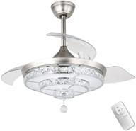 💡 silver 42″ led chandelier fan with retractable blades: modern crystal ceiling fan with lights, remote control, and quiet indoor use - perfect fandelier for bedroom, living room, and dining room логотип