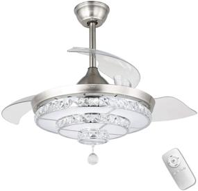 img 4 attached to 💡 Silver 42″ LED Chandelier Fan with Retractable Blades: Modern Crystal Ceiling Fan with Lights, Remote Control, and Quiet Indoor Use - Perfect Fandelier for Bedroom, Living Room, and Dining Room