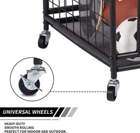 img 2 attached to Oududianzi Ball Storage: Rolling Sport 🏀 Balls Cart and Garage Organizer with Elastic Straps