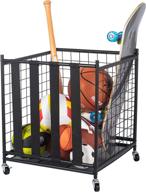 oududianzi ball storage: rolling sport 🏀 balls cart and garage organizer with elastic straps logo