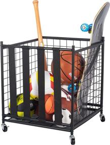 img 4 attached to Oududianzi Ball Storage: Rolling Sport 🏀 Balls Cart and Garage Organizer with Elastic Straps