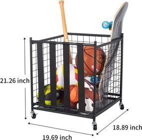 img 1 attached to Oududianzi Ball Storage: Rolling Sport 🏀 Balls Cart and Garage Organizer with Elastic Straps