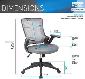 img 1 attached to 🪑 Height Adjustable Mid-Back Mesh Office Chair - Gray - 25''W x 25''D x 34''H - Task Chair with Arms