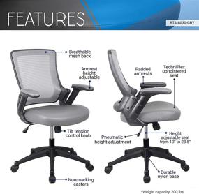 img 2 attached to 🪑 Height Adjustable Mid-Back Mesh Office Chair - Gray - 25''W x 25''D x 34''H - Task Chair with Arms