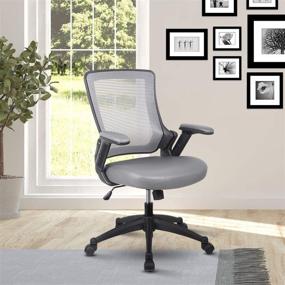 img 4 attached to 🪑 Height Adjustable Mid-Back Mesh Office Chair - Gray - 25''W x 25''D x 34''H - Task Chair with Arms