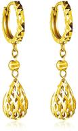 exquisite 18k gold dangle earrings for women: delicate teardrop hoops in pure gold – perfect wedding & prom jewelry gift with certificate logo