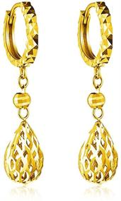 img 4 attached to Exquisite 18k Gold Dangle Earrings for Women: Delicate Teardrop Hoops in Pure Gold – Perfect Wedding & Prom Jewelry Gift with Certificate