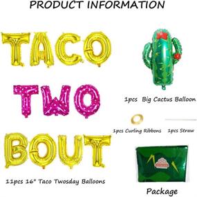 img 2 attached to 🌮 Taco Bout Two Birthday Party Decorations - Taco Bout Two Foil Letter Balloons + Cactus Fiesta Themed Banner for Taco Twosday 2nd Birthday Party Supplies (Pink, Taco Bout Two) - Qinsly 14PCS Kit