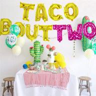 🌮 taco bout two birthday party decorations - taco bout two foil letter balloons + cactus fiesta themed banner for taco twosday 2nd birthday party supplies (pink, taco bout two) - qinsly 14pcs kit логотип