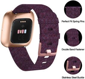 img 3 attached to 👌 Woven Fabric Band for Fitbit Versa/Versa 2/Versa Lite Edition, Breathable Replacement Band for Men and Women, Large and Small Sizes, Compatible with Versa Smartwatch by KIMILAR
