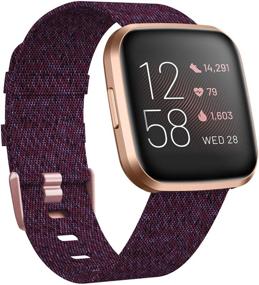 img 4 attached to 👌 Woven Fabric Band for Fitbit Versa/Versa 2/Versa Lite Edition, Breathable Replacement Band for Men and Women, Large and Small Sizes, Compatible with Versa Smartwatch by KIMILAR