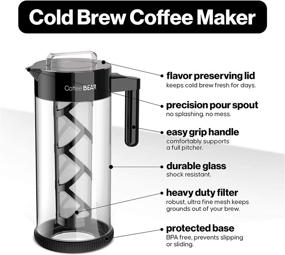 img 3 attached to 🐻 Premium Cold Brew Coffee Maker and Tea Brewer - Coffee Bear, 1.3L (44oz), Borosilicate Glass Pitcher with Mesh Filter