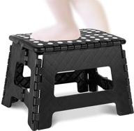 🪑 cliusnra folding step plastic stool: compact black small foot kitchen bathroom camp up for adults logo