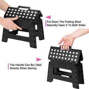 img 2 attached to 🪑 Cliusnra Folding Step Plastic Stool: Compact Black Small Foot Kitchen Bathroom Camp Up for Adults