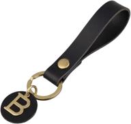 🔑 exquisite richbud initial leather keychain: perfect men's accessory logo