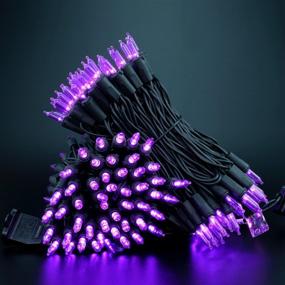 img 2 attached to 🎃 Premium Purple LED Christmas Lights: 66ft 200 Count UL Certified Commercial Grade Halloween String Light Set (Purple - Black Wire)