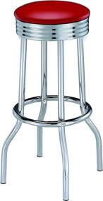 img 2 attached to 🔴 Red Chrome Bar Stool Set of 2 by Coaster Home Furnishings