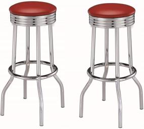 img 3 attached to 🔴 Red Chrome Bar Stool Set of 2 by Coaster Home Furnishings