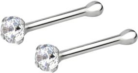 img 4 attached to 📿 SEO-Optimized Forbidden Body Jewelry Sterling Silver Micro Nose Studs, CZ Simulated Diamond Bone Stud for Women and Men, 1.5 mm Crystal, 22G