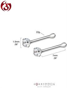 img 3 attached to 📿 SEO-Optimized Forbidden Body Jewelry Sterling Silver Micro Nose Studs, CZ Simulated Diamond Bone Stud for Women and Men, 1.5 mm Crystal, 22G