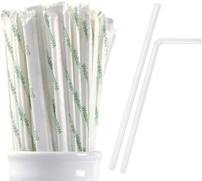 img 4 attached to 🌱 Webake Plant-based Straws: 200 Pack of 9 Inch Individually Wrapped Eco-Friendly Straws, Compostable & Flexiable PLA Drinking Straws for Tumbler Water Bottle