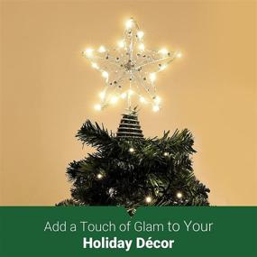 img 3 attached to 🎄 Shinowa 9.84-Inch Star Christmas Tree Topper with 20 LED Lights - Battery Operated Xmas Decoration Silver Beads, Small Size - Ideal for Seasonal Festive Parties, Holiday Home Décor