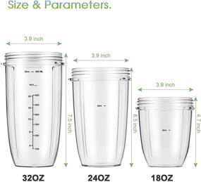 img 3 attached to 🥤 32oz Cups Upgrade Replacement Parts Set - 2-Pack with Flip-Top To-Go-Lid and Rubber Gaskets | Compatible with NutriBullet 600w/900w Blender Accessory