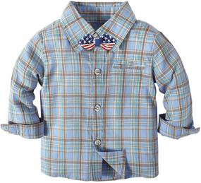 img 3 attached to 👶 Baby Boy Wedding Suit Set: Dress Shirt, Bow Tie, Suspender Pants - Boys Clothes Set