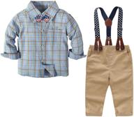 👶 baby boy wedding suit set: dress shirt, bow tie, suspender pants - boys clothes set logo