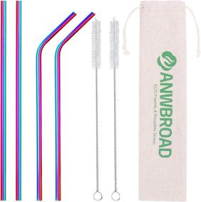 img 4 attached to 🥤 ANWBROAD Stainless Steel Metal Straws 4+2 Set - 10.5" Reusable Drinking Straws with Rainbow Finish - Long Thickened Straws, Including 2 Straight, 2 Bent, and 2 Cleaning Brushes - Compatible with 20/30 Oz Yeti, RTIC, SIC, Trail Tumblers, Cocktails