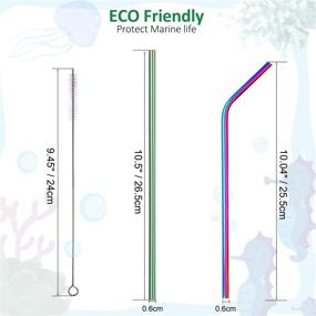 img 3 attached to 🥤 ANWBROAD Stainless Steel Metal Straws 4+2 Set - 10.5" Reusable Drinking Straws with Rainbow Finish - Long Thickened Straws, Including 2 Straight, 2 Bent, and 2 Cleaning Brushes - Compatible with 20/30 Oz Yeti, RTIC, SIC, Trail Tumblers, Cocktails