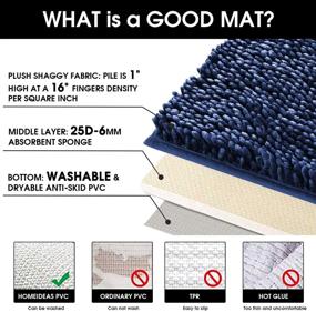 img 1 attached to 🚽 HOMEIDEAS 2-Pack Navy Blue Bathroom Rugs Set – Non-Slip Velvety-Soft Chenille Bath Rugs – Ultra Absorbent Spa Shaggy Bath Mat Rugs – Machine Washable for Bathroom, Tub, Shower