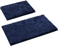 🚽 homeideas 2-pack navy blue bathroom rugs set – non-slip velvety-soft chenille bath rugs – ultra absorbent spa shaggy bath mat rugs – machine washable for bathroom, tub, shower logo