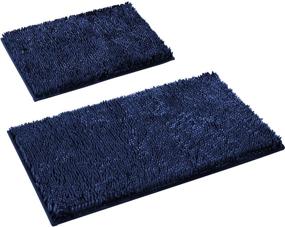 img 4 attached to 🚽 HOMEIDEAS 2-Pack Navy Blue Bathroom Rugs Set – Non-Slip Velvety-Soft Chenille Bath Rugs – Ultra Absorbent Spa Shaggy Bath Mat Rugs – Machine Washable for Bathroom, Tub, Shower
