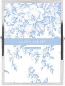 img 3 attached to 🖼️ Laura Ashley 5x7 Silver Flat Metal Picture Frame: Vertical Display with Pull-Out Easel Stand for Tabletop, Counterspace, Shelf, and Desk