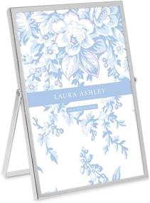 img 4 attached to 🖼️ Laura Ashley 5x7 Silver Flat Metal Picture Frame: Vertical Display with Pull-Out Easel Stand for Tabletop, Counterspace, Shelf, and Desk