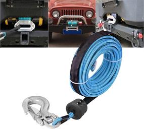 img 3 attached to 🔵 7000LBs Blue Synthetic Winch Rope with Metal Snap Hook - Durable 1/4" x 50' Cable for SUV Jeep Truck ATV UTV