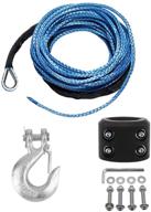 🔵 7000lbs blue synthetic winch rope with metal snap hook - durable 1/4" x 50' cable for suv jeep truck atv utv logo