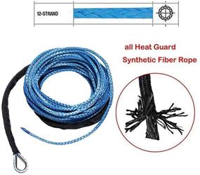 img 2 attached to 🔵 7000LBs Blue Synthetic Winch Rope with Metal Snap Hook - Durable 1/4" x 50' Cable for SUV Jeep Truck ATV UTV