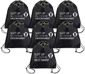 img 1 attached to 🎁 7 Pack Snogisa Groomsmen Proposal Bags - Ideal Groomsmen Present Ideas, 1 Best Man & 6 Groomsman Gifts Set. Will You Be My Groomsman? Premium Groomsman Bags in Black