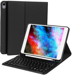 img 4 attached to 🔌 iPad 7th Gen/8th Generation 2020 Keyboard Case - Smart Wireless, Detachable Keyboard, Apple Pencil Holder, Bluetooth, Full Protection - Black